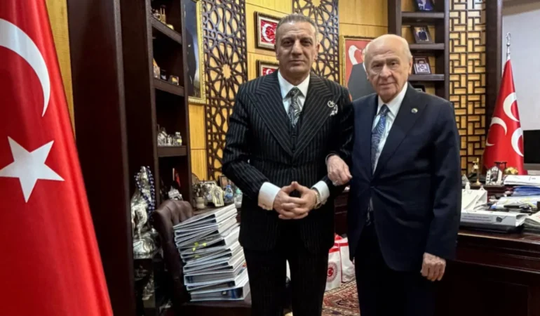 Tahliyesine karar verilen Selahattin Yılmaz MHP Genel Başkanı Devlet Bahçeli’yi makamında ziyaret etti